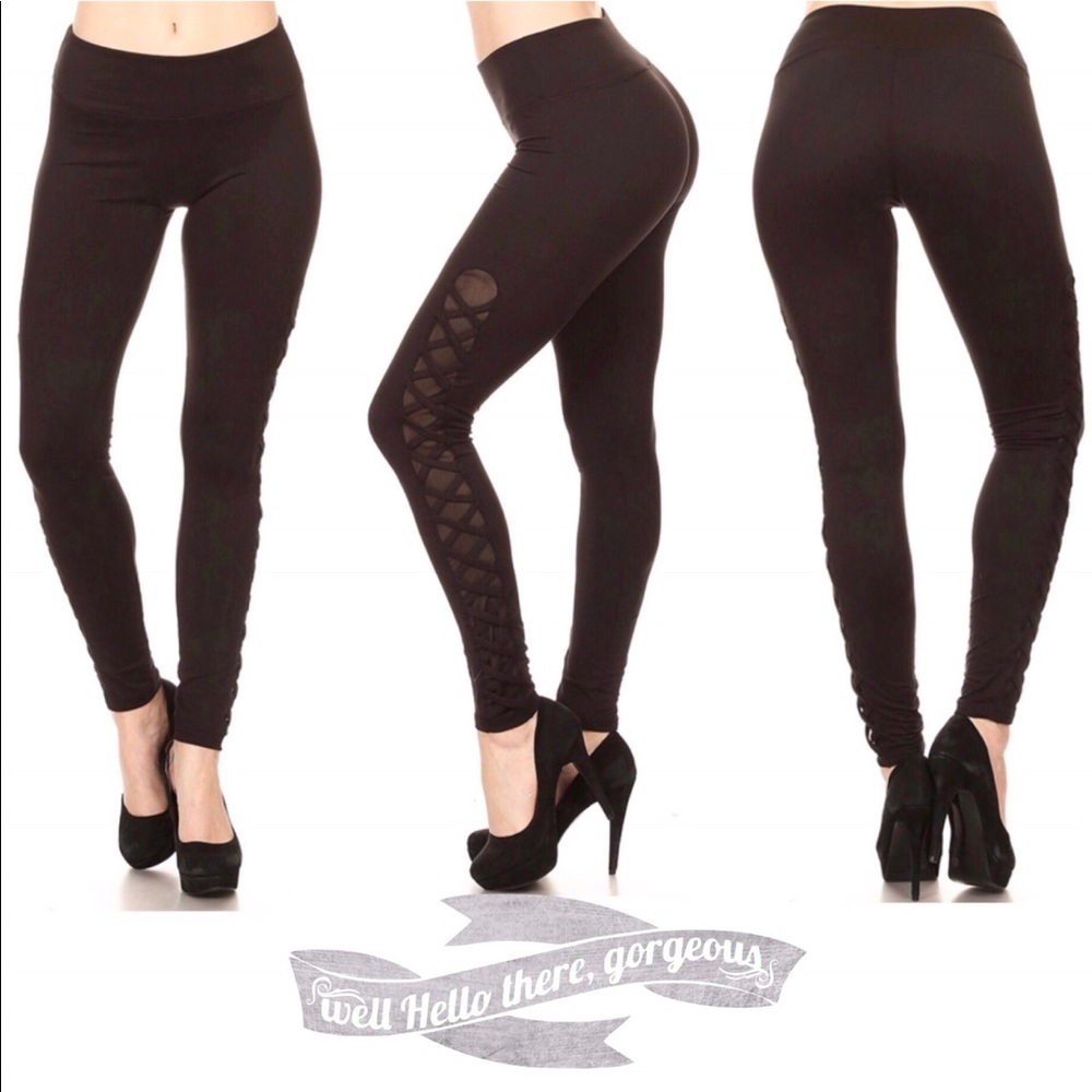 Black Side mesh Leggings - Picture 1 of 2